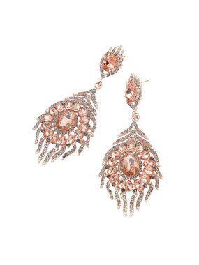 Tigerstars Rose Gold Crystal Rhinestone Flame Evening Earrings